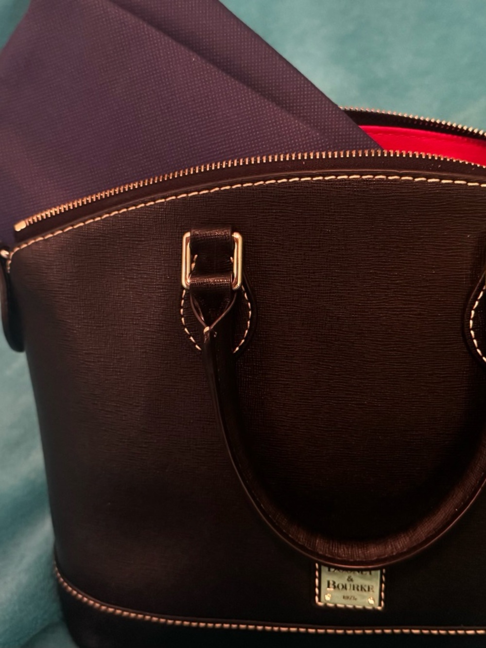 Dooney & Bourke Black Leather Dome Satchel - Picture 4 of 8